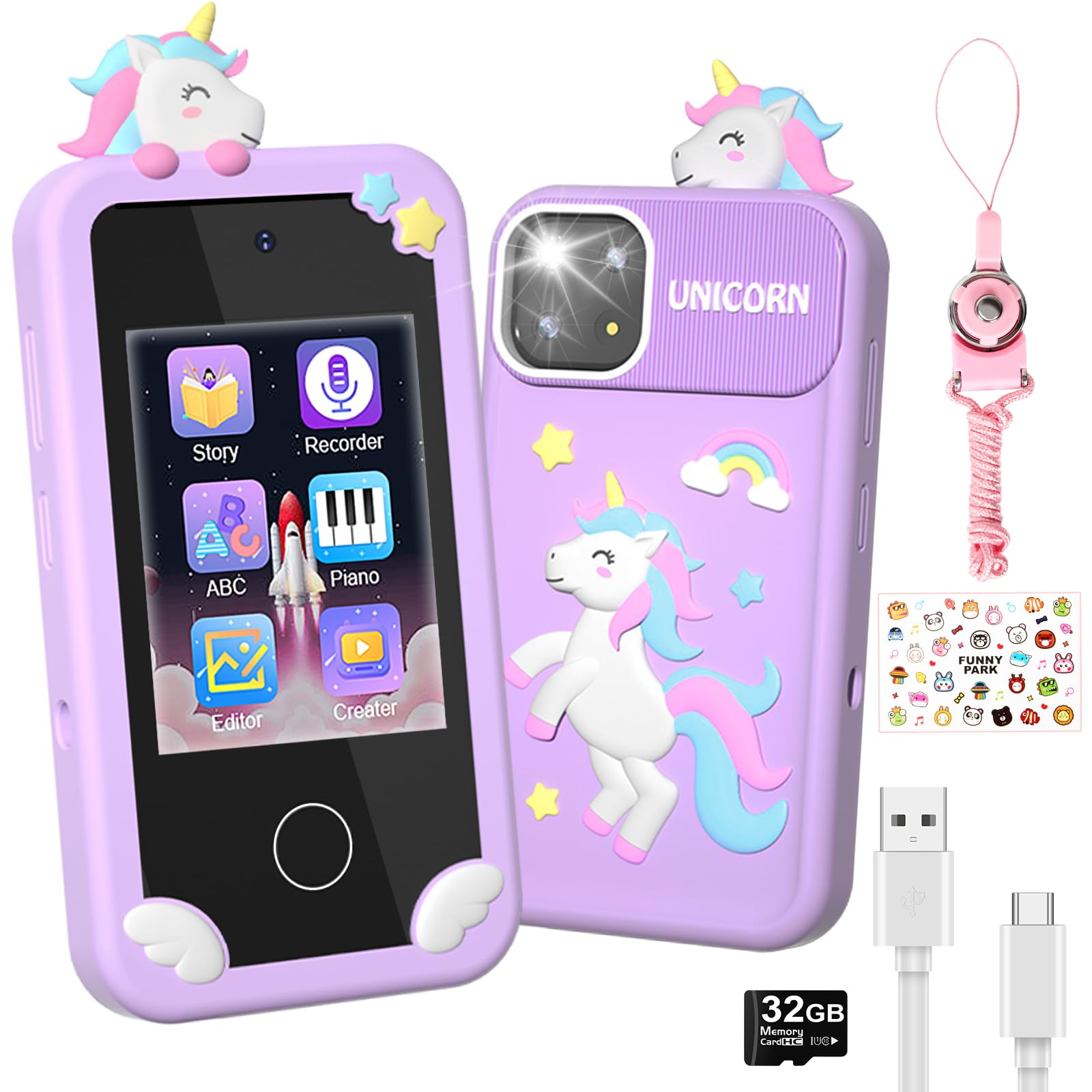 Surelect Kids Smart Phone 2.8-inch front display showing learning games and safe offline use.