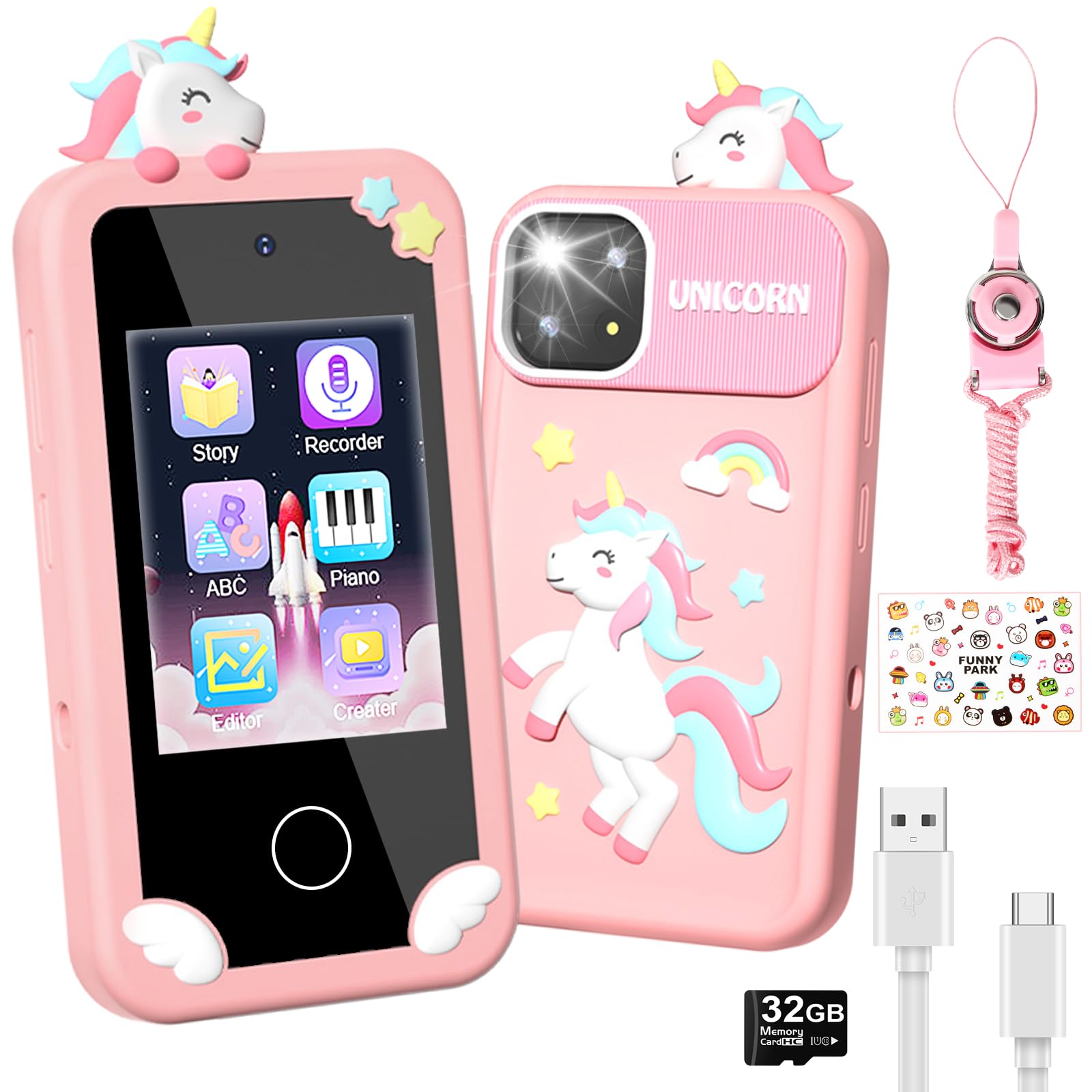 Surelect Kids Smart Phone pink front view for safe offline play
