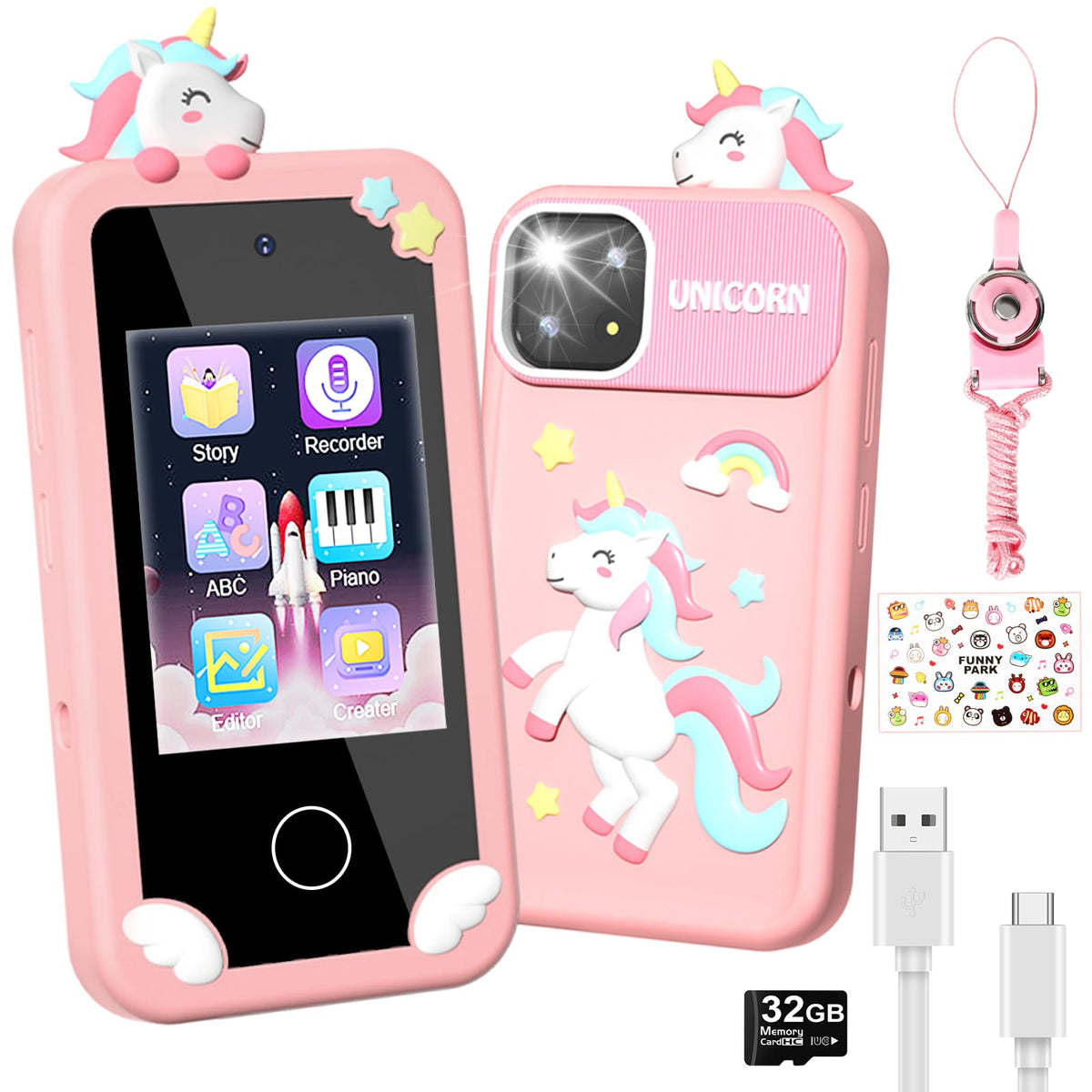 Surelect Kids Smart Phone pink front view for safe offline play