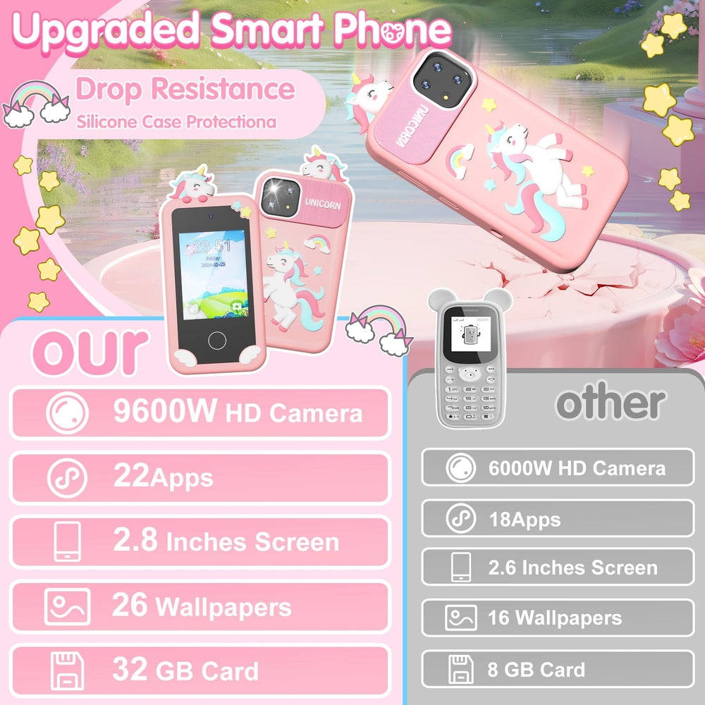 Surelect Kids Smart Phone pink screen view shows user-friendly home screen and apps