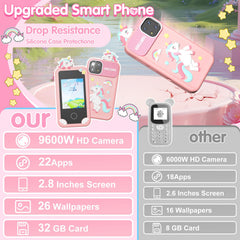 Surelect Kids Smart Phone pink screen view shows user-friendly home screen and apps