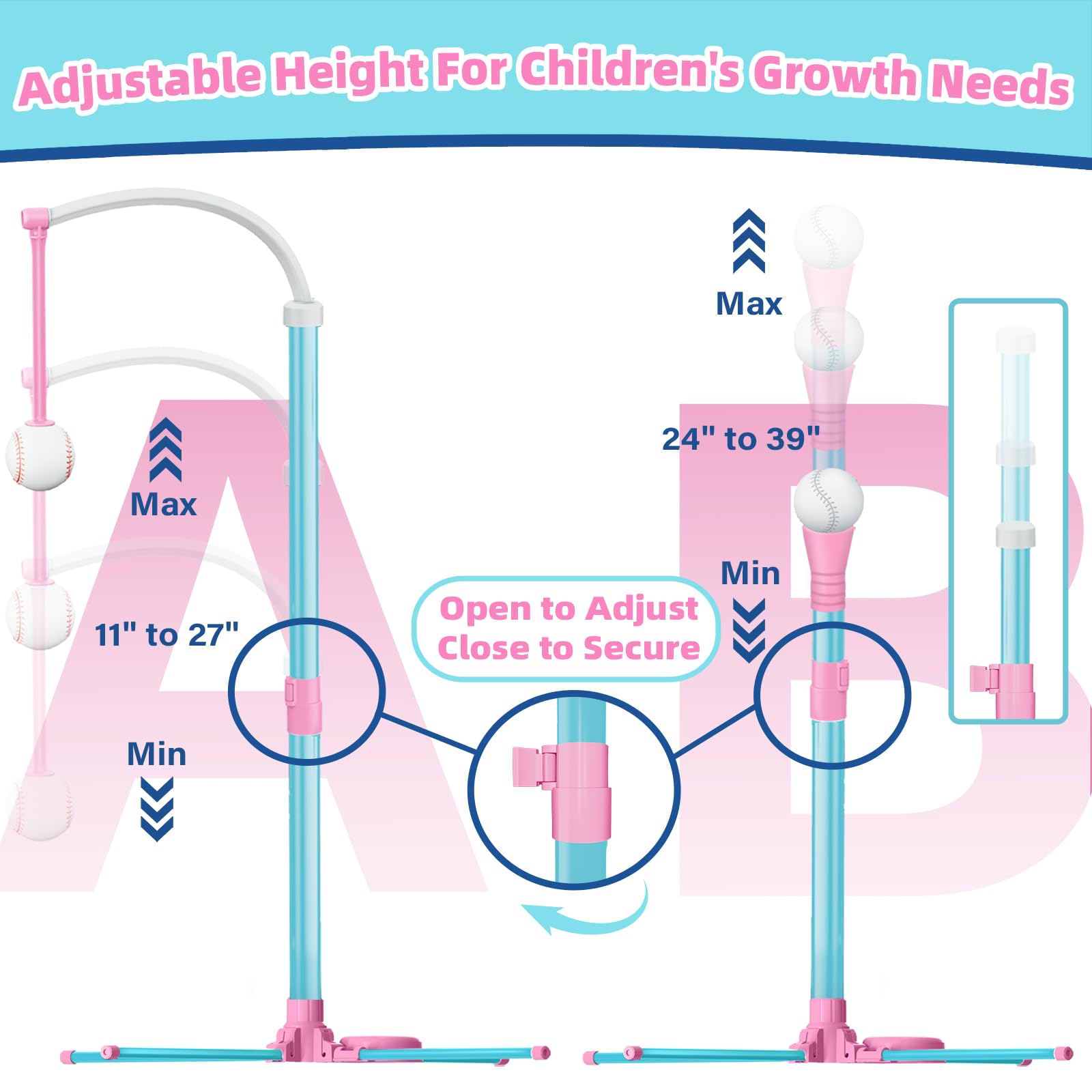 Surelect T-ball set includes two retractable bats for shared play.