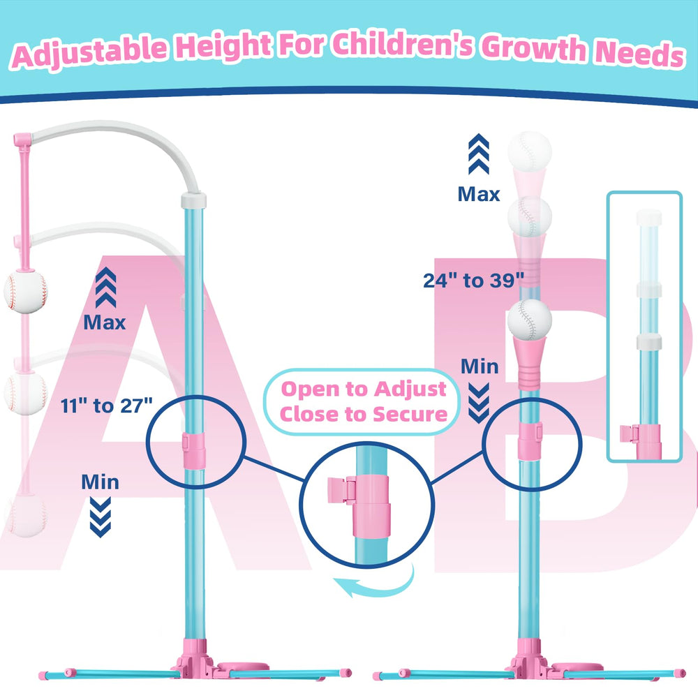 Surelect T-ball set includes two retractable bats for shared play.