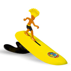 Surfer Dudes Classics wave powered mini surfer in action catching a wave at the beach
