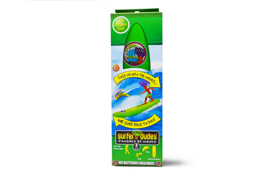 Surfer Dudes Classics feature self-righting boomerang design for reliable wave returns.
