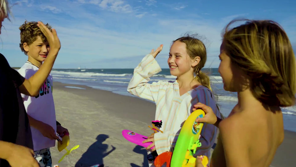 Surfer Dudes unsinkable surfboard for worry-free water play.