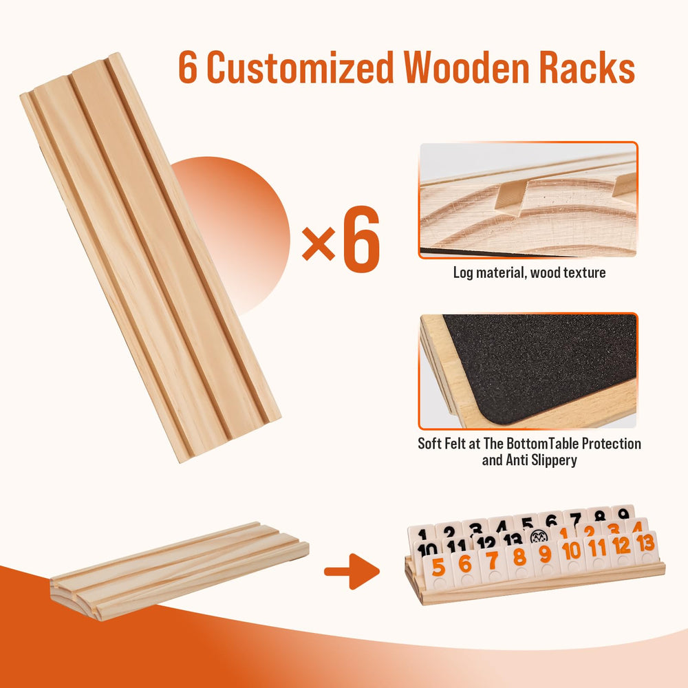 SUROQUE Rummy Cube wood racks showcasing sturdy polished holders for organization