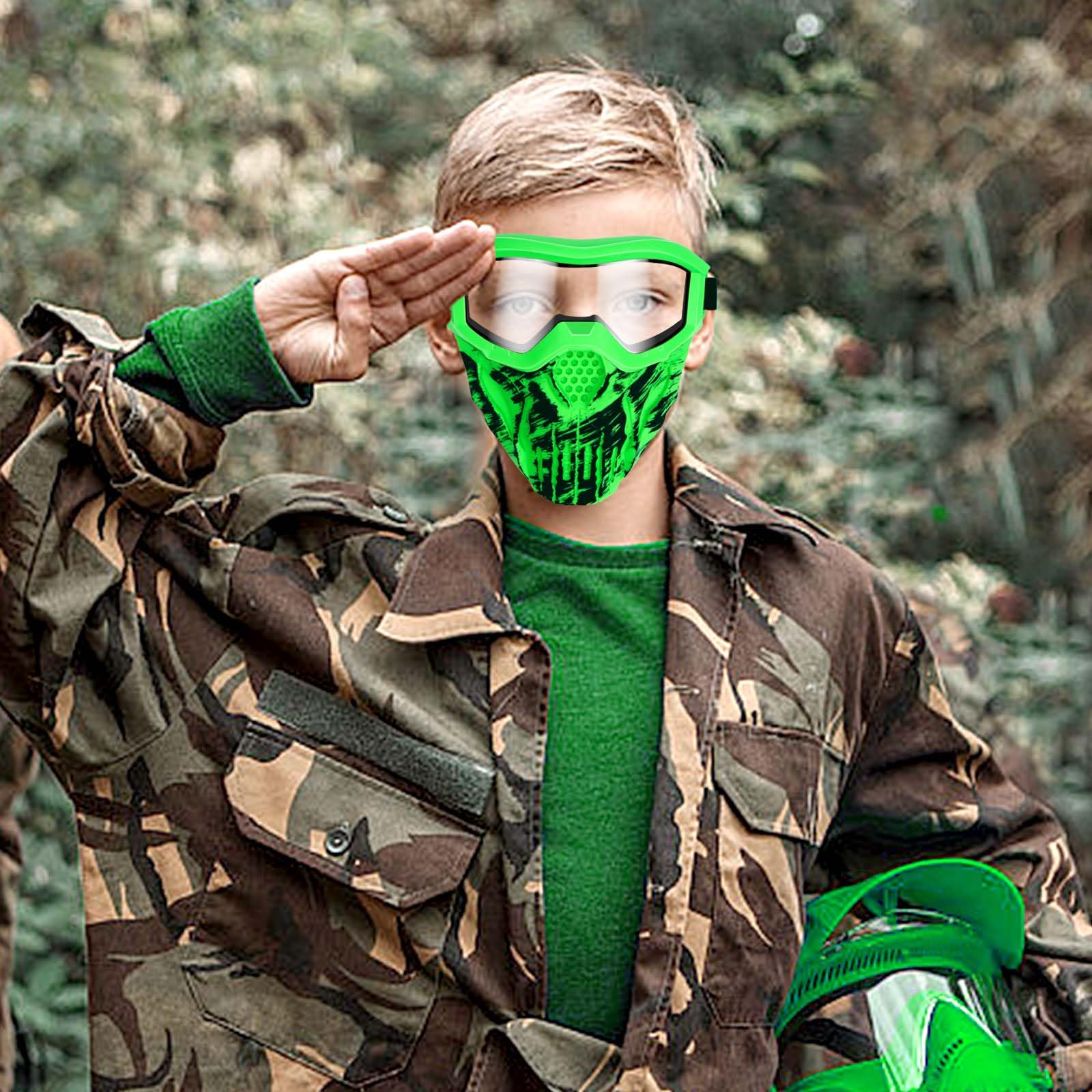 Surper tactical mask 4-pack image set showcases red and green options.
