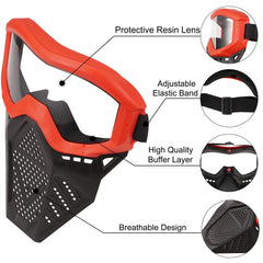 Surper tactical mask blue side view showing adjustable strap for comfort