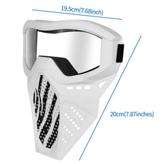 Surper mask features a clear resin lens for visibility and eye protection.