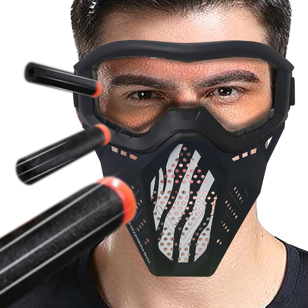 Surper mask compatible with Nerf Rival and related blasters for quick use.