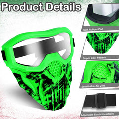 Surper tactical mask strap adjustment demonstrates snug fit during play.