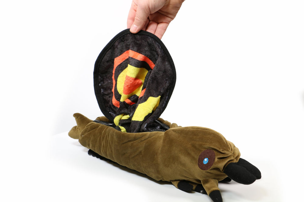 Surreal Entertainment Mothra plush features soft velvet-like fur for comfort.