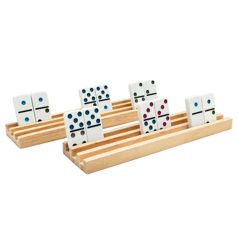 SUTIMSHE wooden racks slots-detail showing precise fit for professional domino sizes.