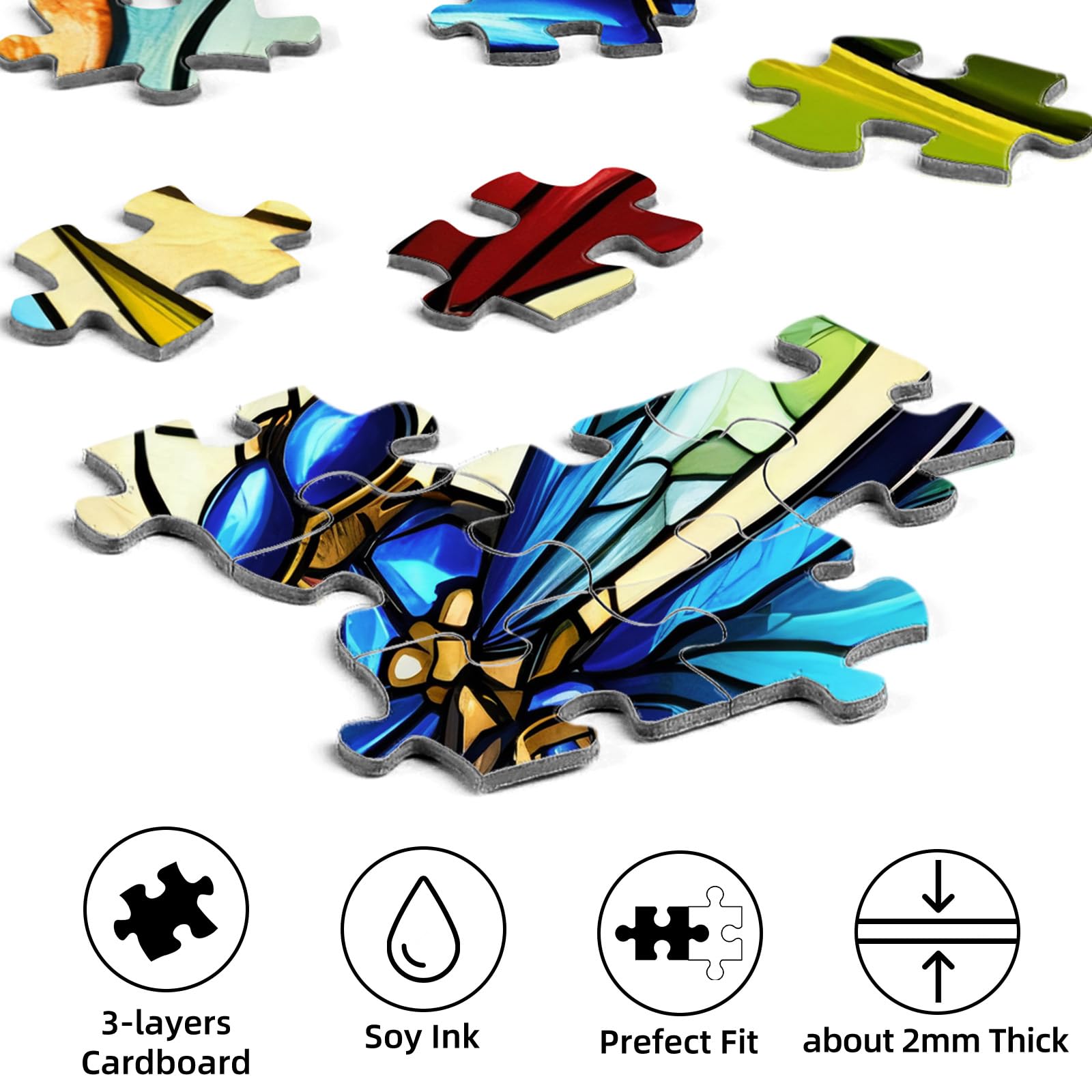 Sutinban dragonfly puzzle display-ready finish ideal for framing.
