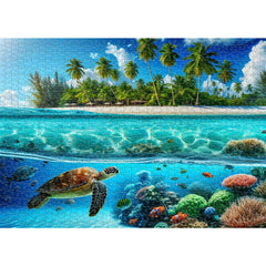 Sutinban Ocean waves puzzle detail shows vibrant blue hues for immersive solving