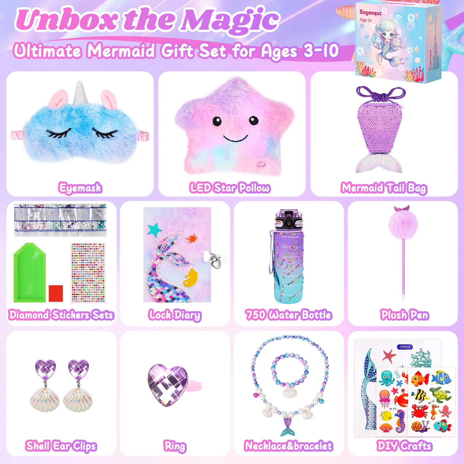 Suyaequt Mermaid dress-up accessories set fuels imaginative play.