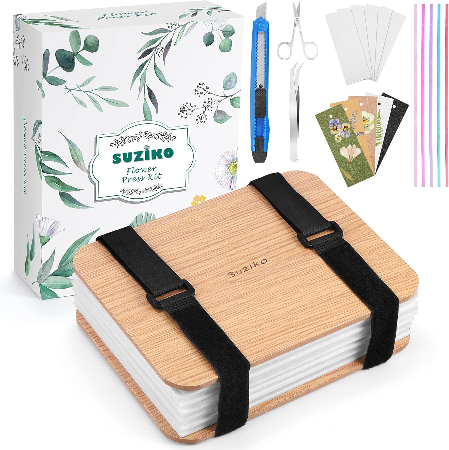 Suziko flower press kit's six-layer press area preserves large blooms beautifully