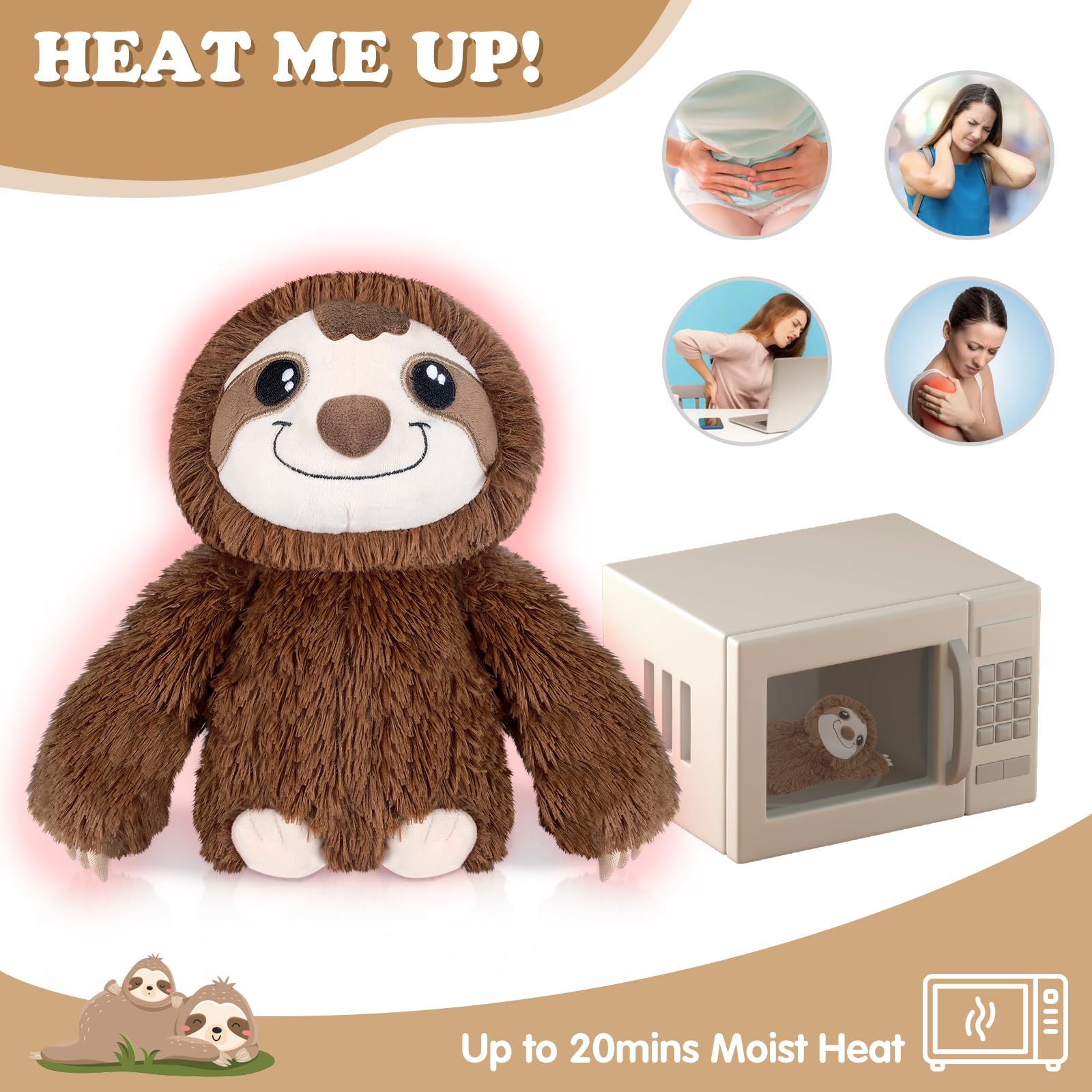 SUZZIPAD cuddle sloth heating pad ideal for bedtime routines