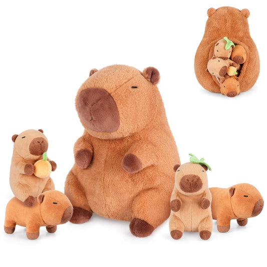 SuzziPals capybara with babies inside offers a cozy family cuddly moment.