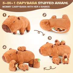 SuzziPals capybara babies nest with mommy for nurturing storytelling and care-filled play.