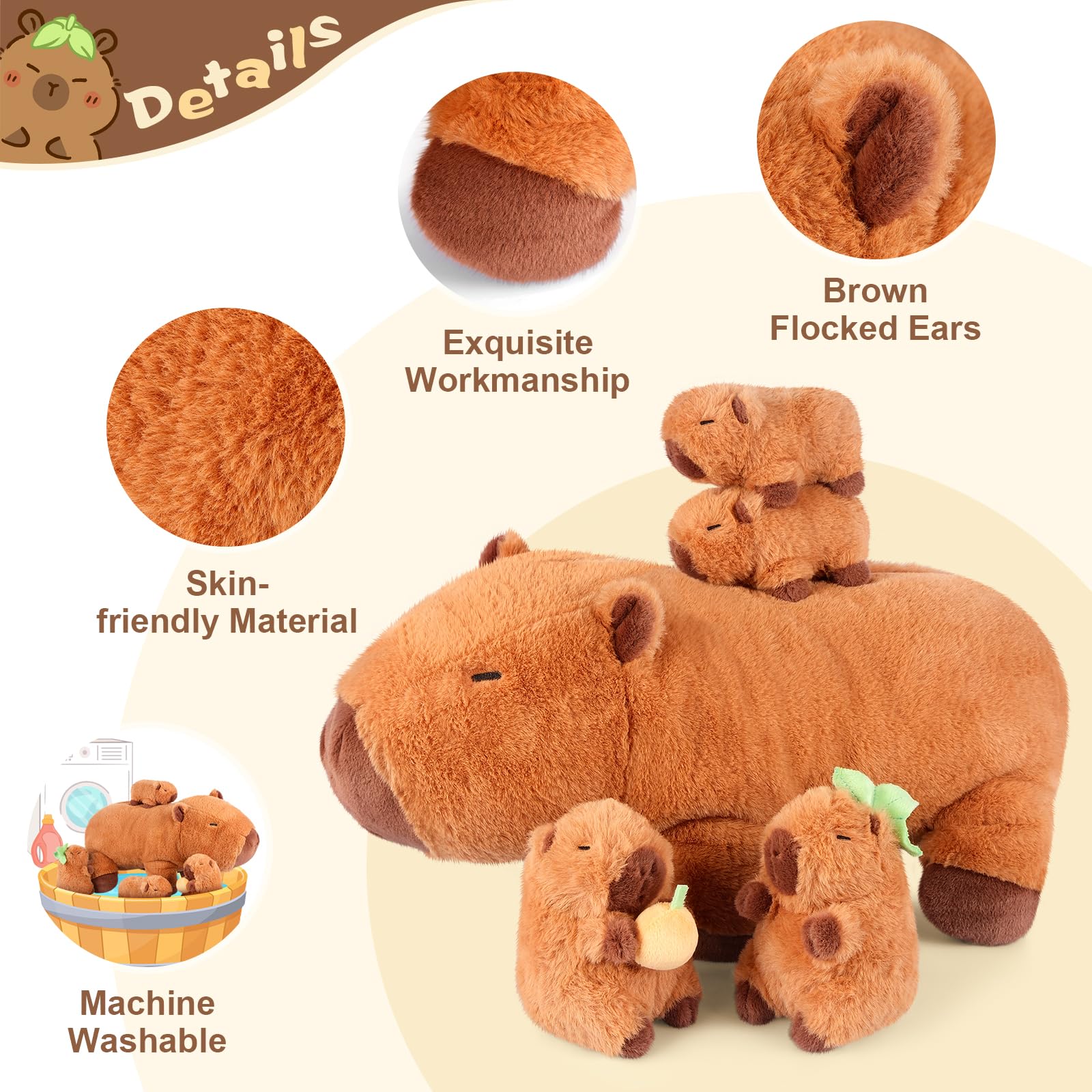 SuzziPals capybara plush set displayed as decor adds warm charm to rooms.