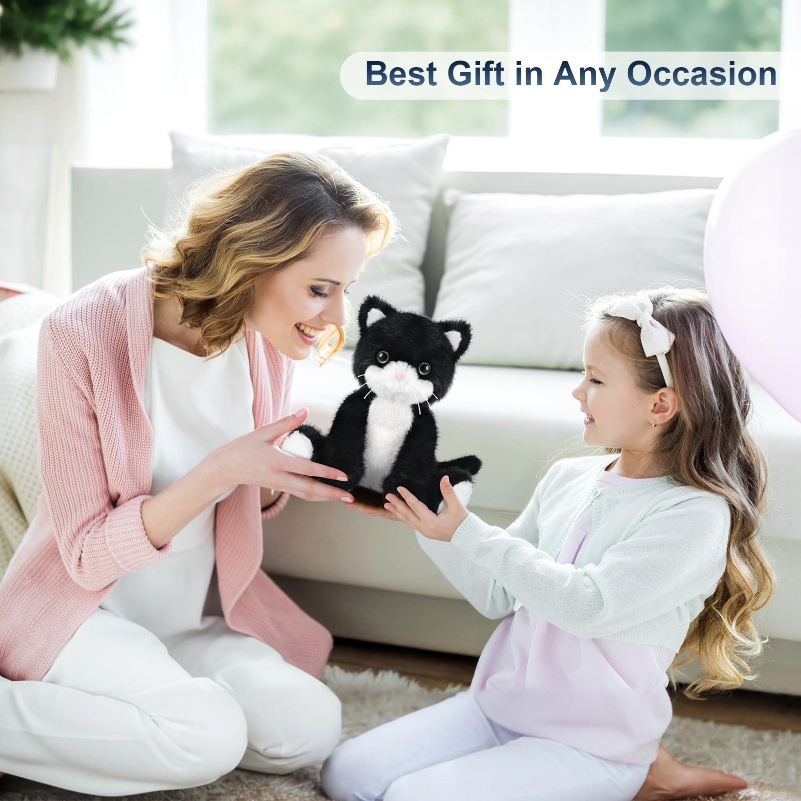SuzziPals cat plush designed for stress relief and bedtime comfort.