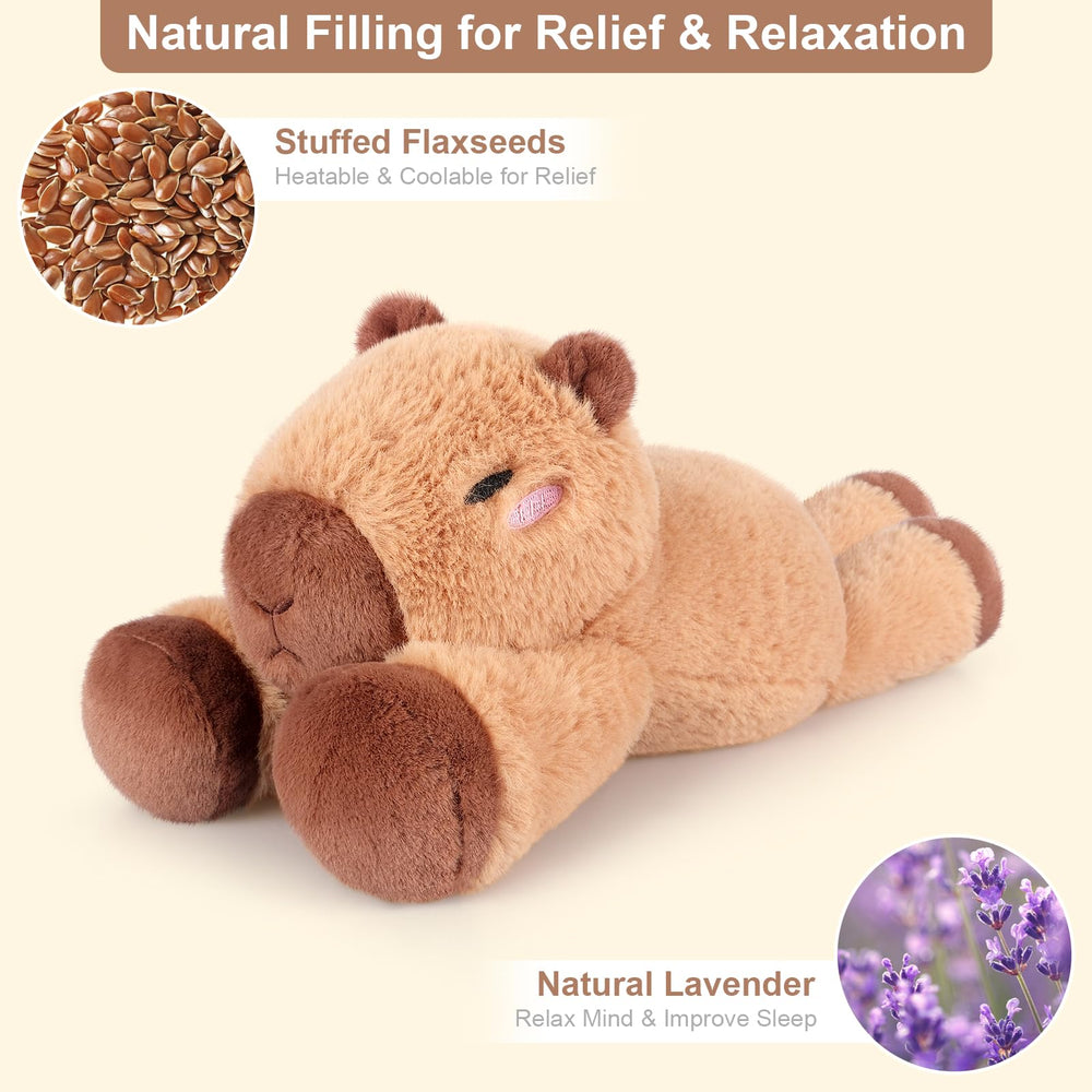 SuzziPals Capybara Plush cooling pack in a cool pose provides refreshing relief.
