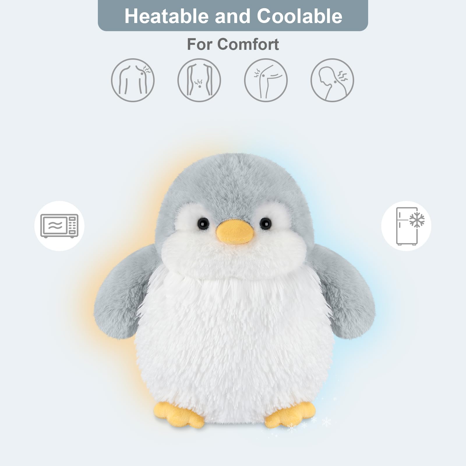 SuzziPals Coolable Penguin Plush in freezer for cooling relief.