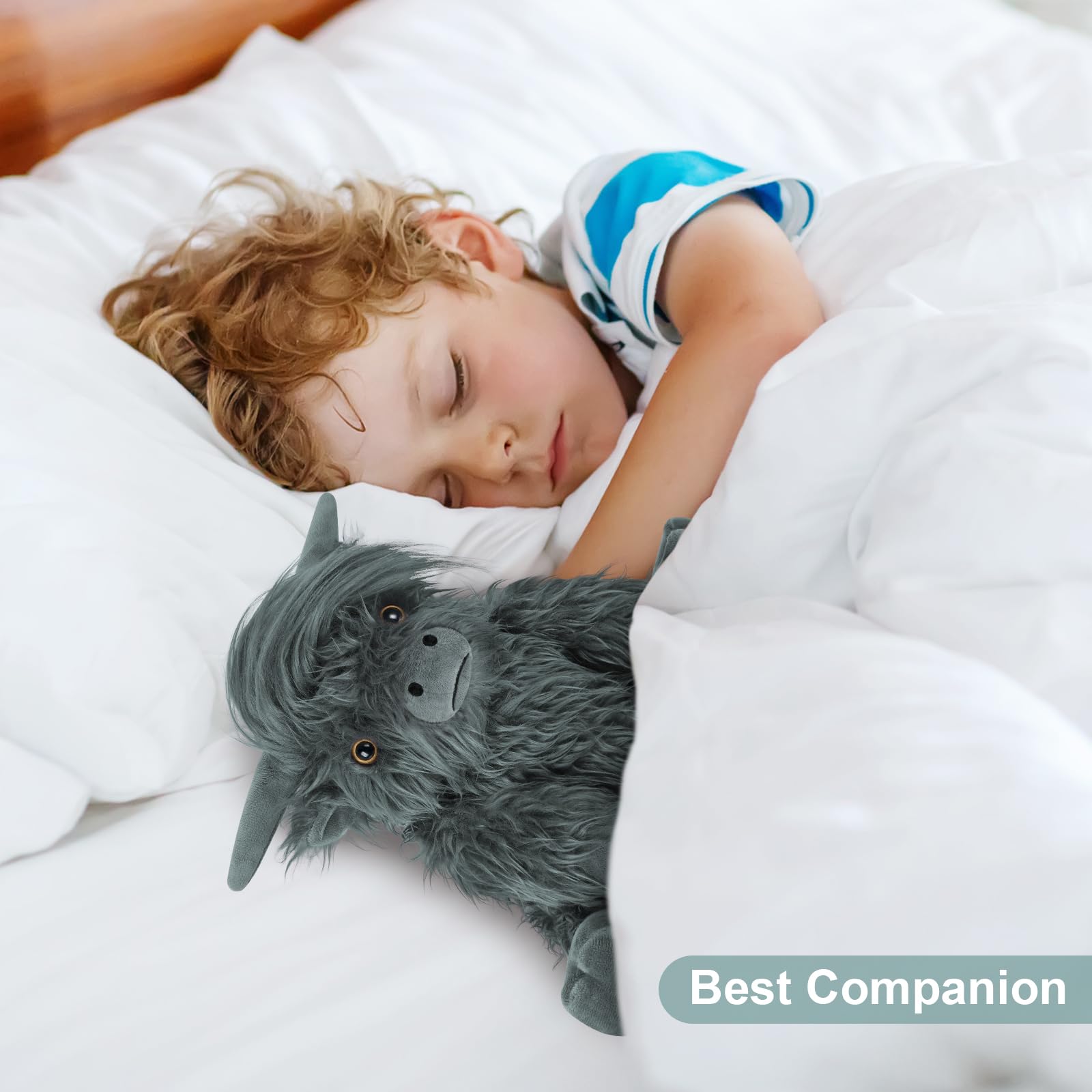 SuzziPals cow plush enhancing bedroom decor with a cute focal point