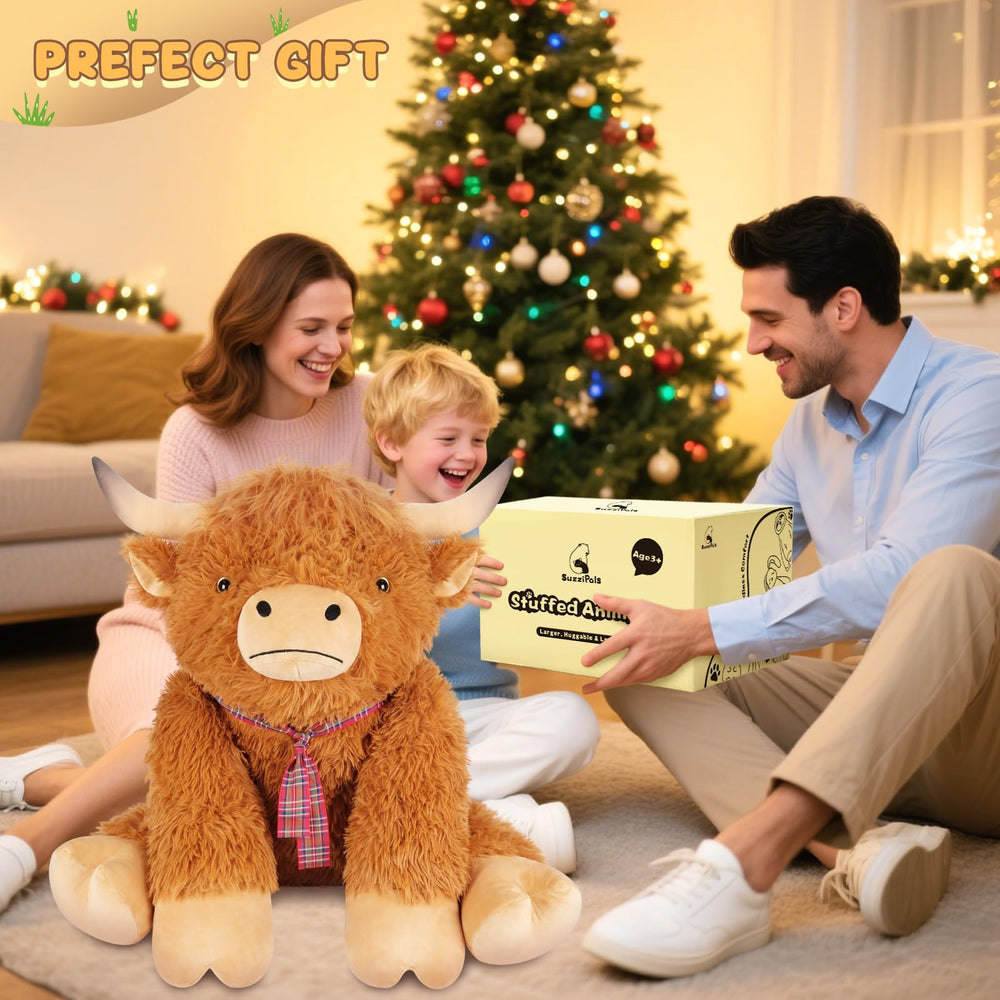 SuzziPals Highland cow plush gift box ready for birthdays.