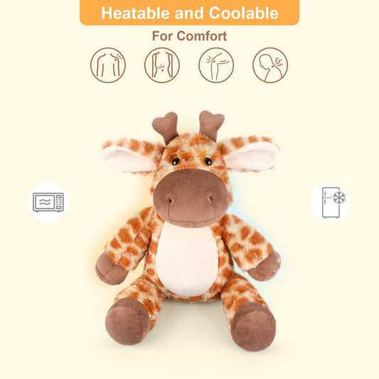 SuzziPals Giraffe Plush – heating pad feature provides neck and shoulder warmth.
