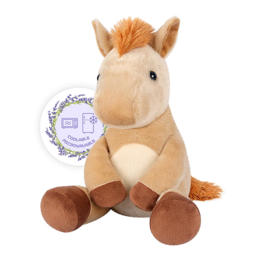 SuzziPals heatable horse plush in microwave for comforting warmth