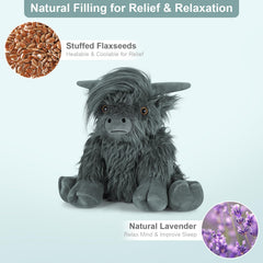 SuzziPals lavender-scented Highland cow plush for calming ambience