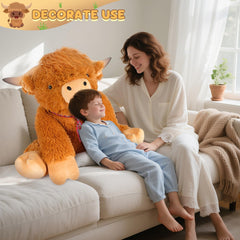 SuzziPals ASTM-certified Highland cow plush emphasizes durable construction.