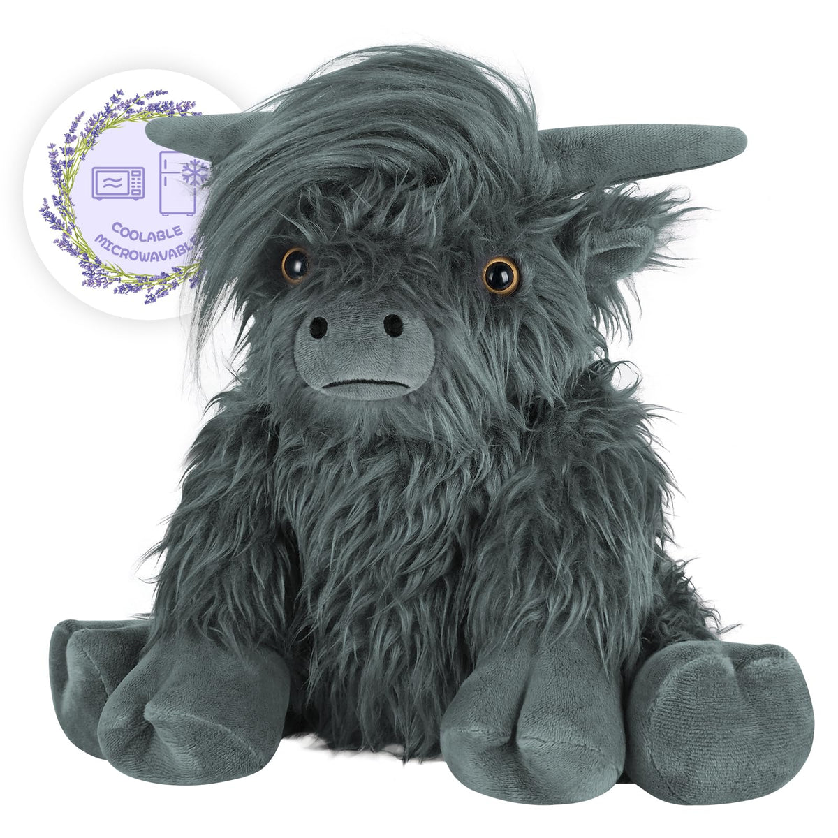 SuzziPals Highland cow plush front view showcases cuddly comfort and charm
