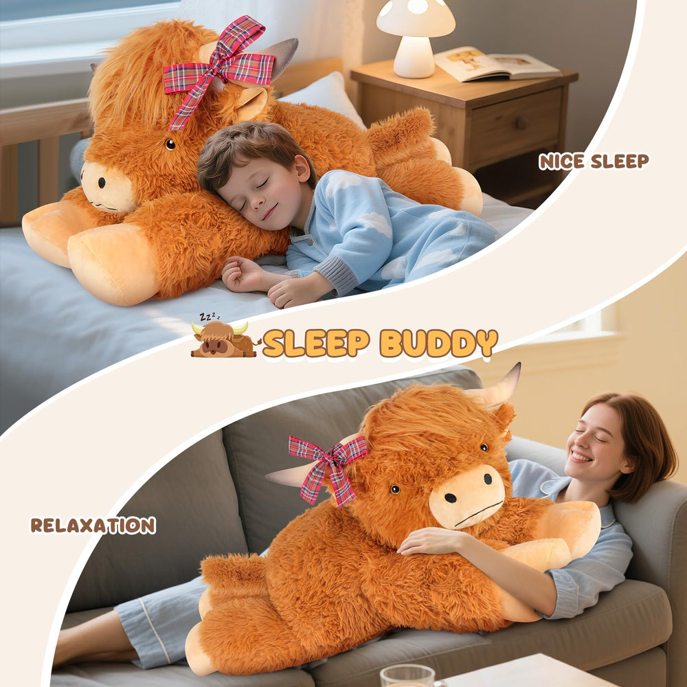 SuzziPals kawaii Highland cow plush face for cute decor.