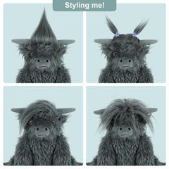 SuzziPals Highland cow plush as a travel companion for soothing moments
