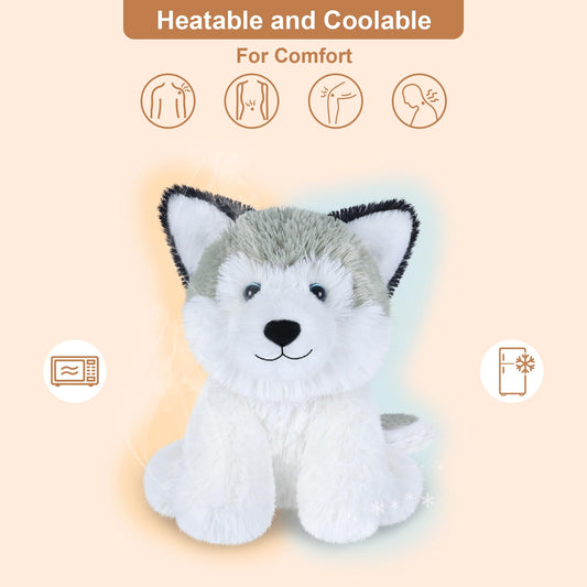SuzziPals Husky microwave heat demo illustrating soothing warmth in minutes.