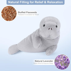 SuzziPals lavender-scented manatee plush adds calming aroma for relaxation.