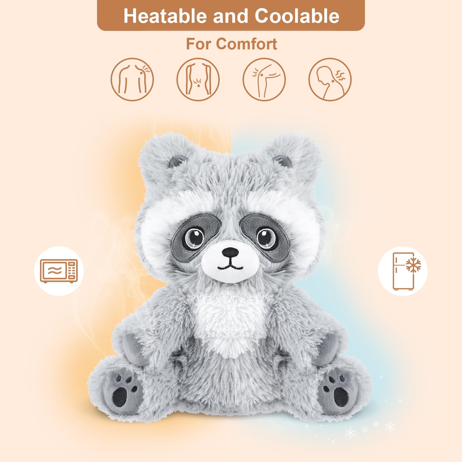 SuzziPals microwavable raccoon heating pad ready for warmth