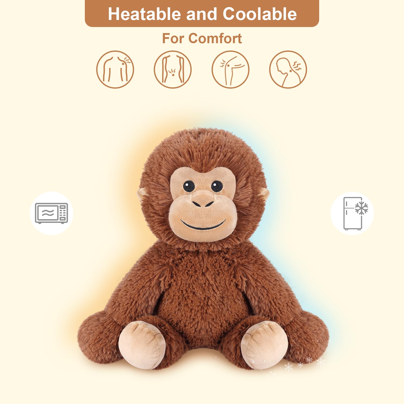 SuzziPals microwavable heating pad plush provides up to 20 minutes of moist heat.