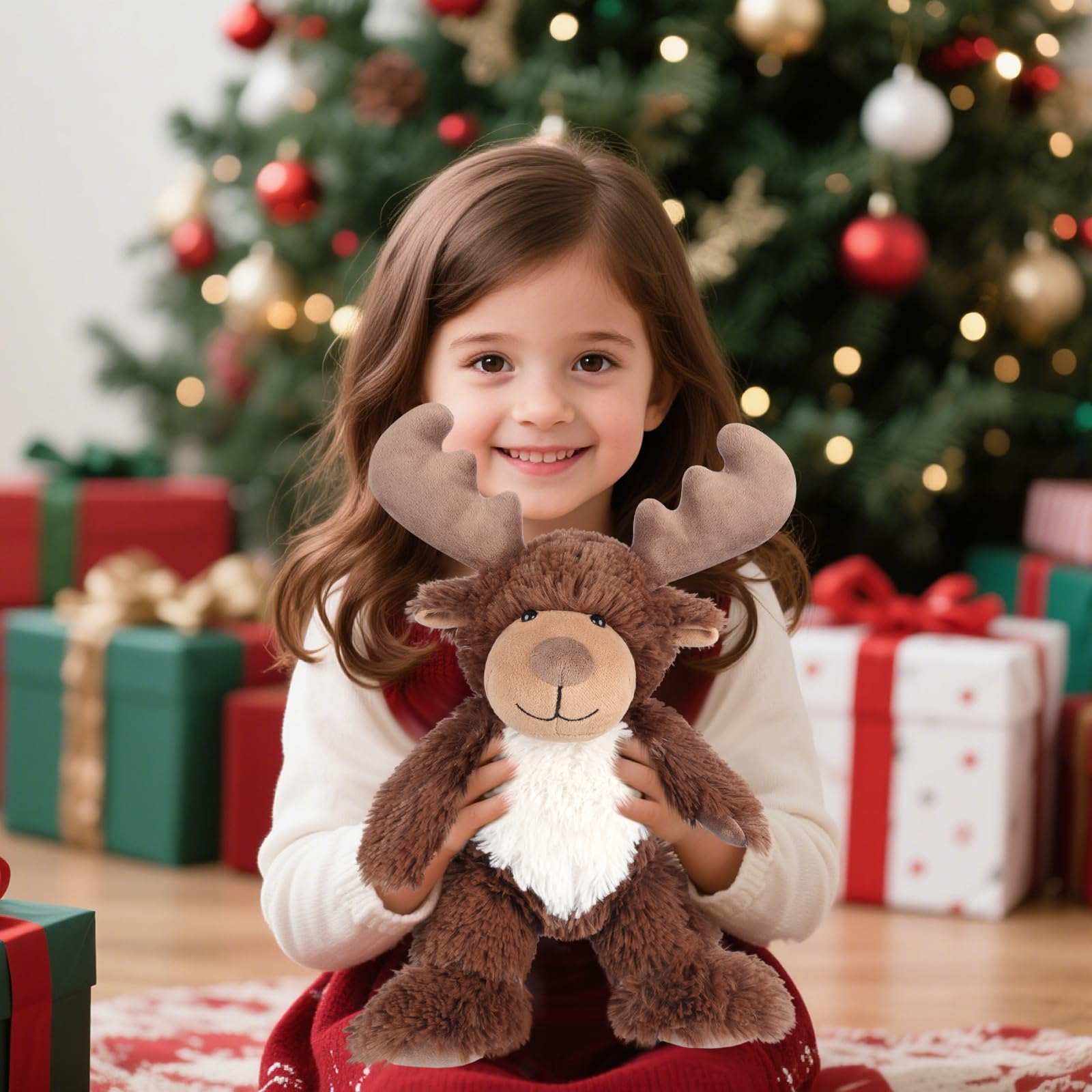 SuzziPals Moose plush with button eyes and horns, kid friendly