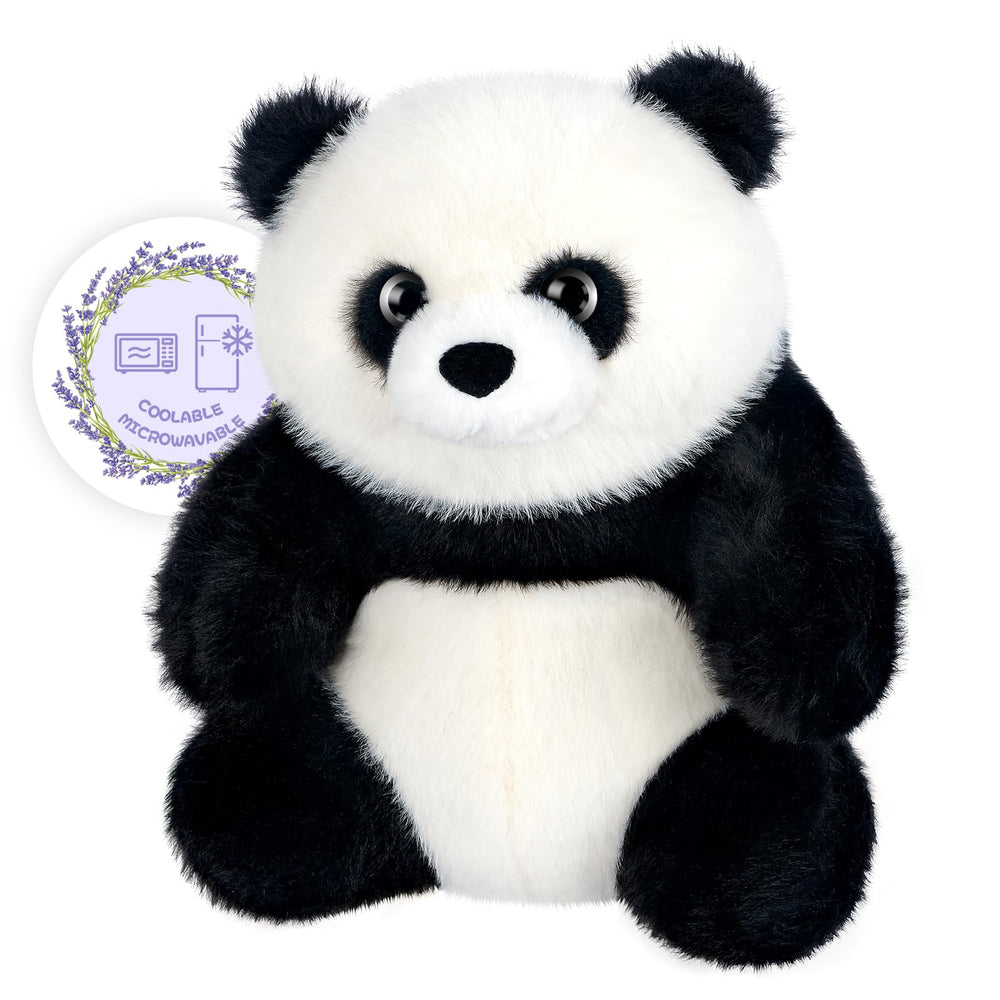 SuzziPals Panda heating pad plush provides cozy warmth for relaxing moments.