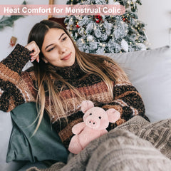 SuzziPals pig heating pad in use for comforting heat.