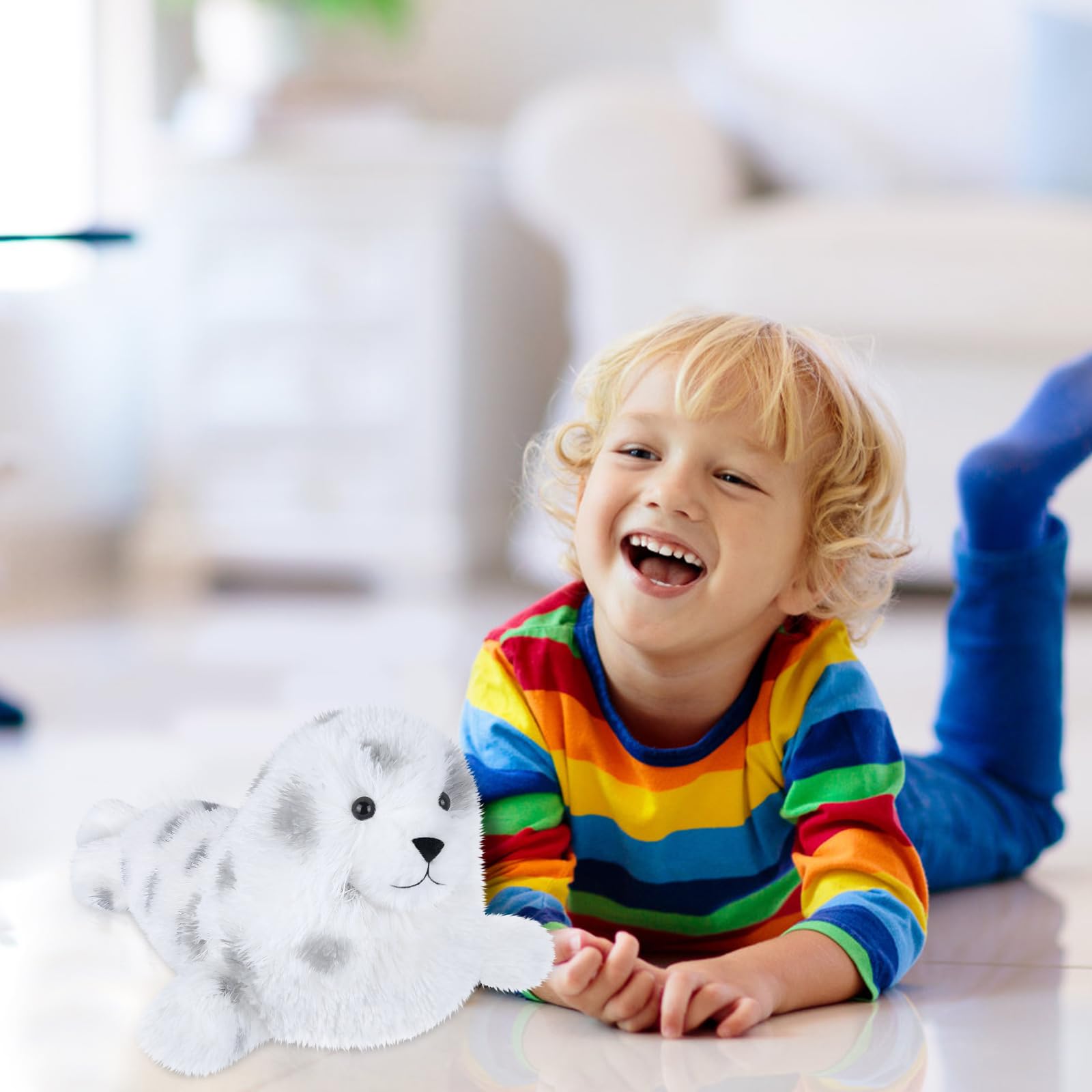 SuzziPals seal plush acts as a gentle menstrual warmth pad.