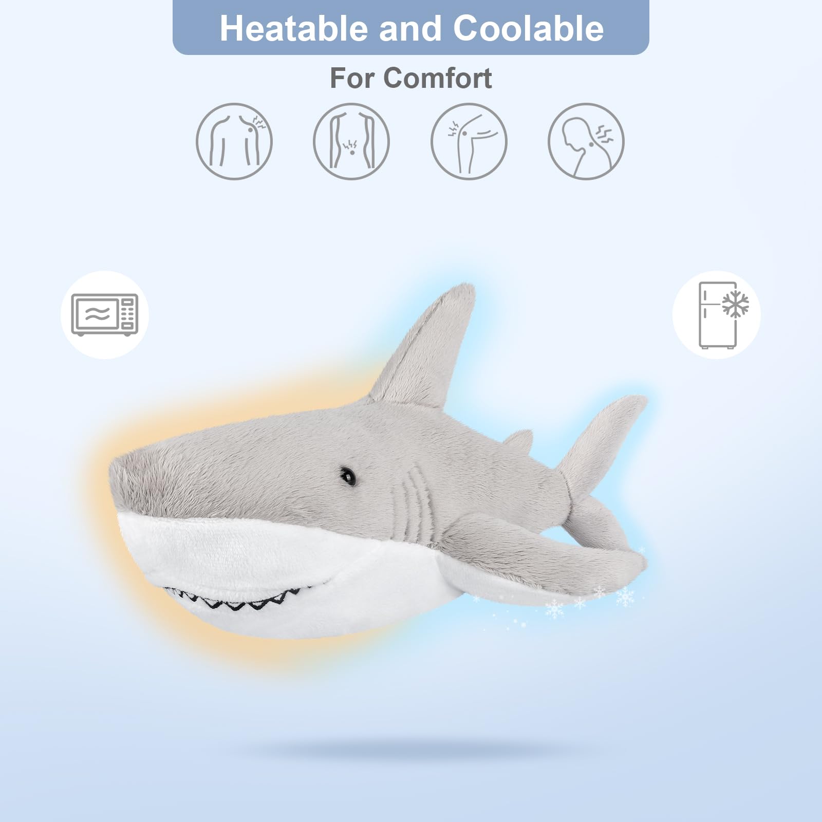 SuzziPals Shark microwave heat is simple to use for soothing warmth.