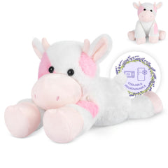 SuzziPals Strawberry Cow Plush shows soft fabric for cozy hugs.