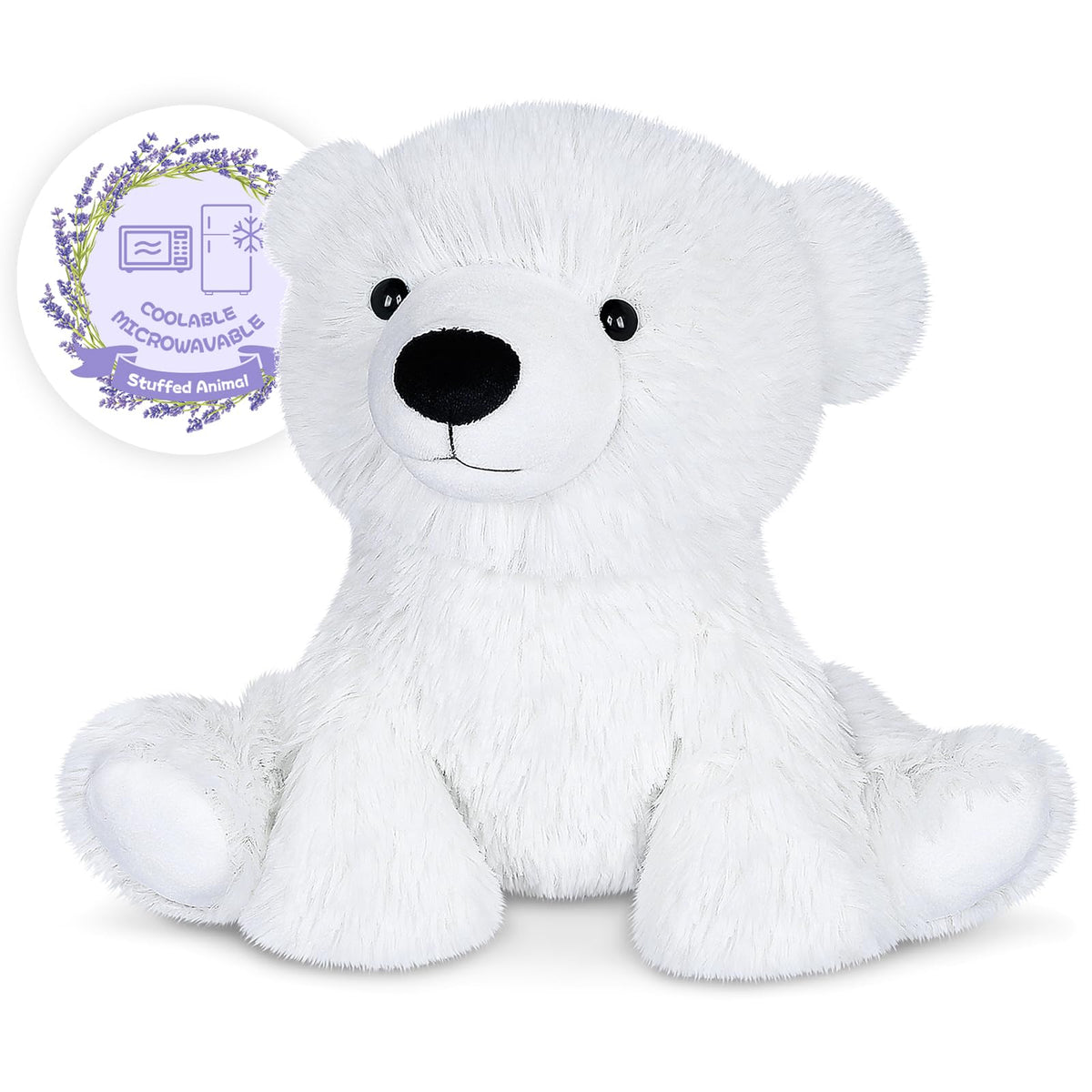 SuzziPals warming polar bear plush offers cozy stress relief.