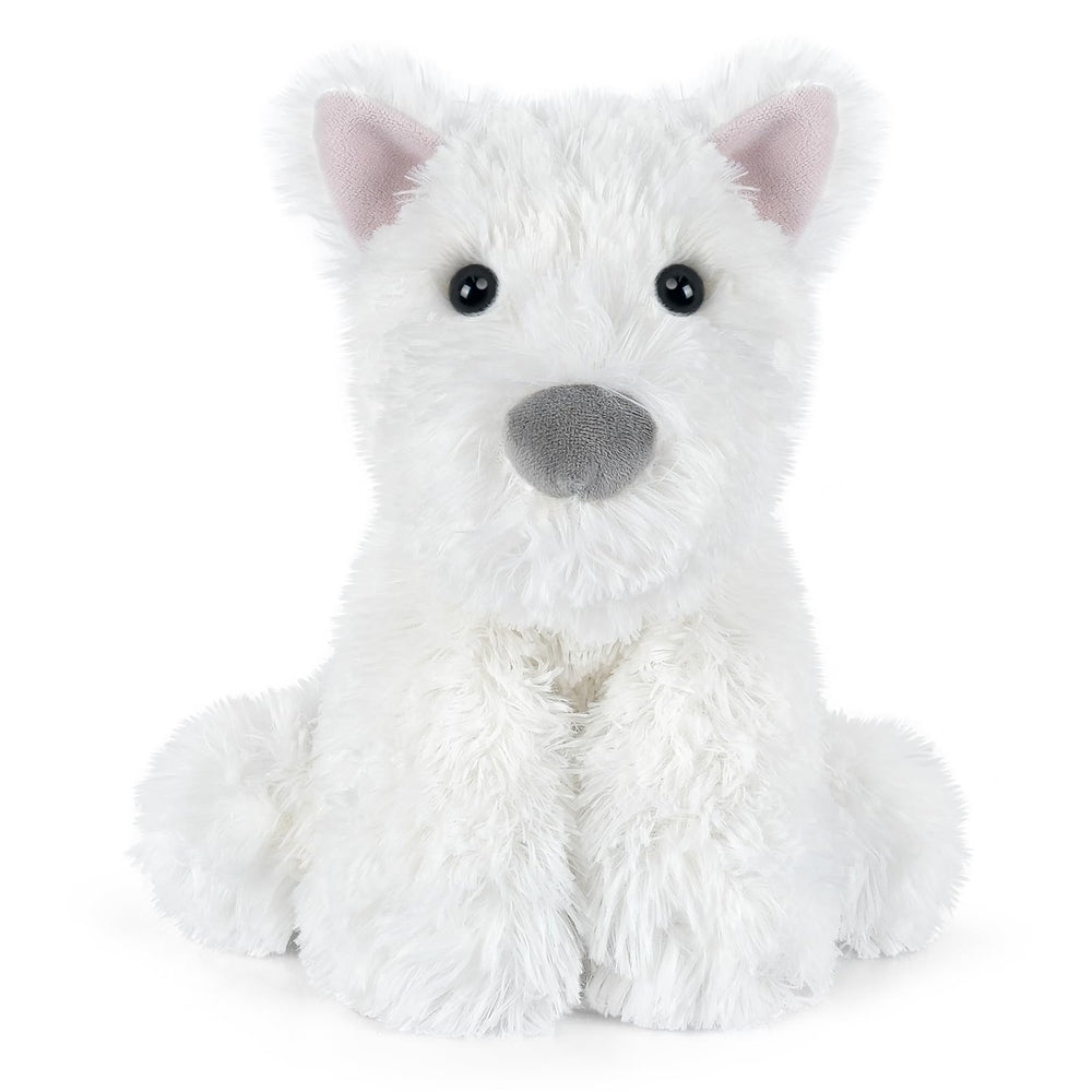 SuzziPals Westie plush heat pad front view for cozy warmth